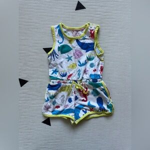 Mini Boden|Baby girl,toddler Colorful Sea Life sleeveless Romper,novelty print•
